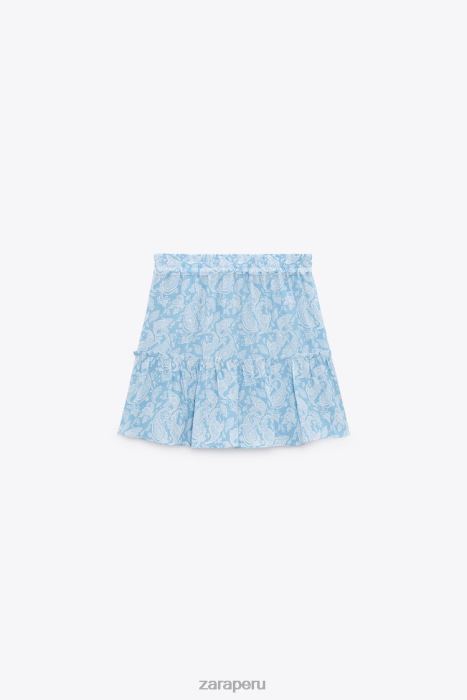 Zara mujer falda pantalón con estampado de corazones BDP8J604 ropa azul claro