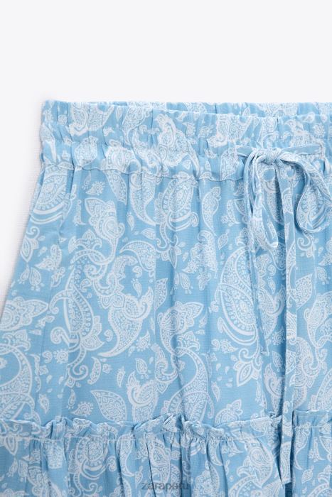 Zara mujer falda pantalón con estampado de corazones BDP8J604 ropa azul claro