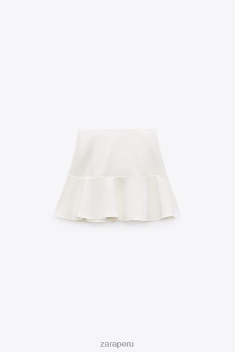 Zara mujer falda pantalón con ribete de lazo BDP8J560 ropa ostra blanca
