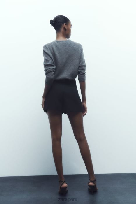 Zara mujer falda pantalón con volantes BDP8J589 ropa negro