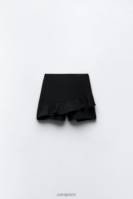 Zara mujer falda pantalón con volantes BDP8J589 ropa negro