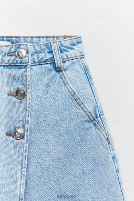 Zara mujer falda-pantalón cruzada con botones z1975 BDP8J534 ropa azul claro