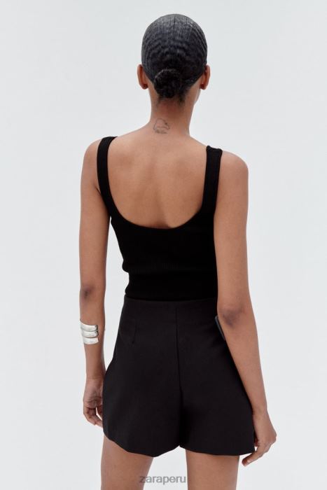 Zara mujer falda-pantalón cruzada con solapa delantera BDP8J567 ropa negro