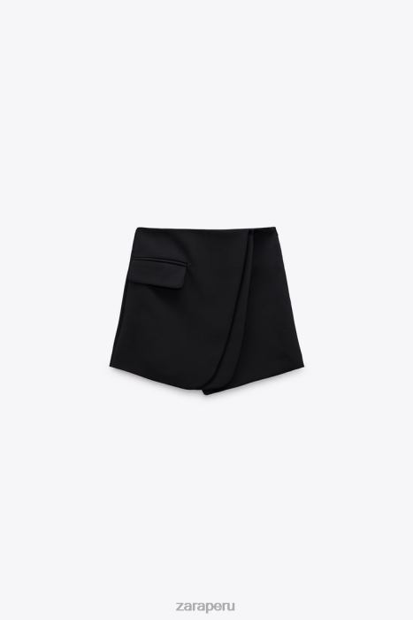 Zara mujer falda-pantalón cruzada con solapa delantera BDP8J567 ropa negro