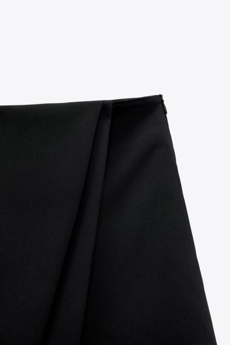 Zara mujer falda-pantalón cruzada con solapa delantera BDP8J567 ropa negro