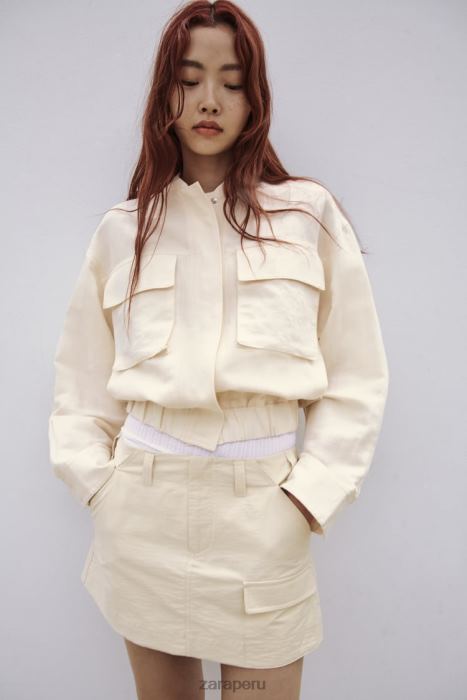 Zara mujer falda pantalón de bolsillo BDP8J614 ropa beige