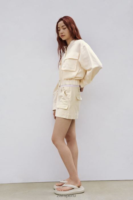 Zara mujer falda pantalón de bolsillo BDP8J614 ropa beige