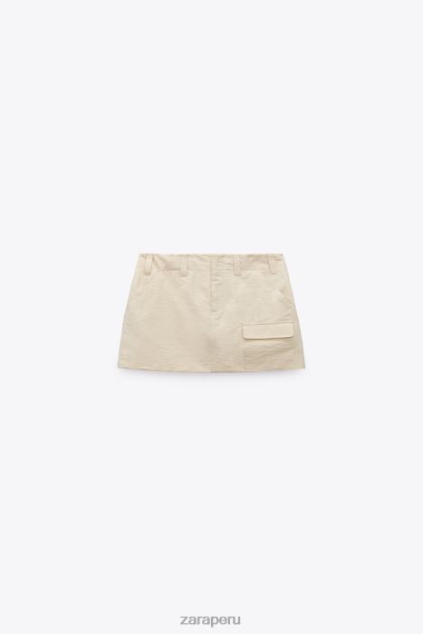 Zara mujer falda pantalón de bolsillo BDP8J614 ropa beige