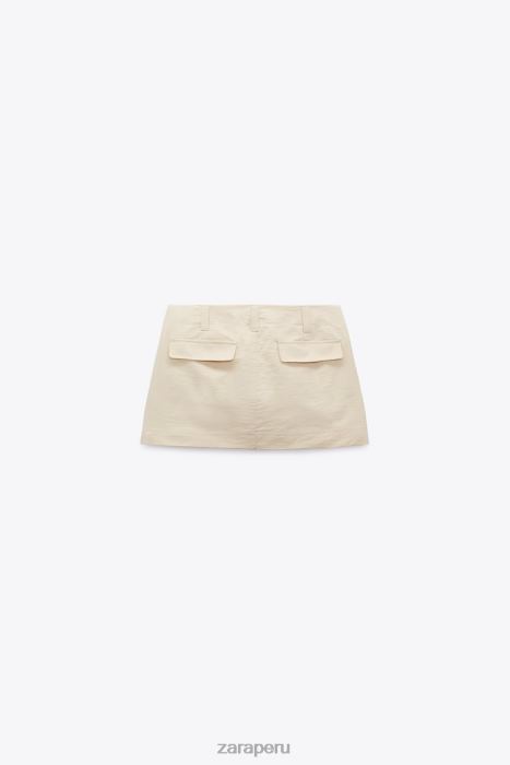 Zara mujer falda pantalón de bolsillo BDP8J614 ropa beige