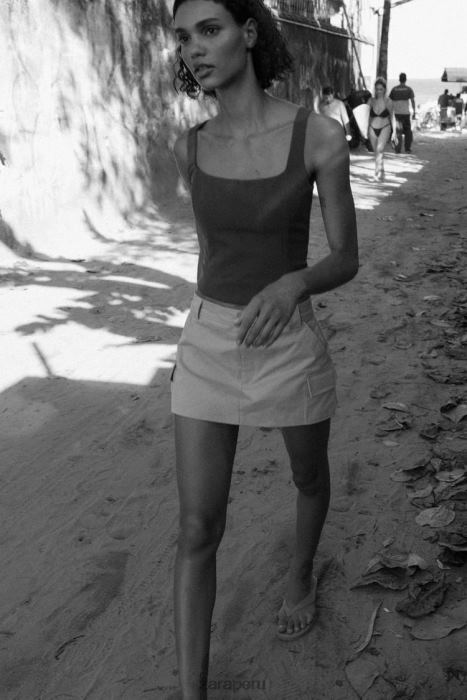 Zara mujer falda pantalón de bolsillo BDP8J623 ropa ceniza