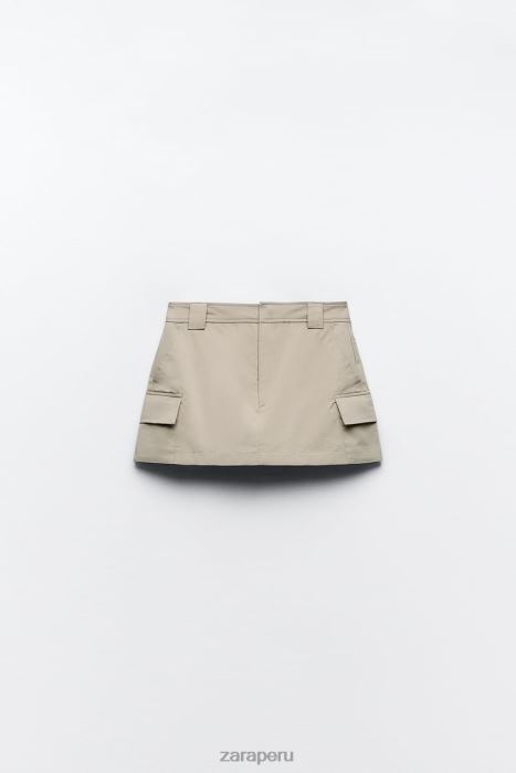 Zara mujer falda pantalón de bolsillo BDP8J623 ropa ceniza