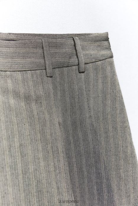 Zara mujer falda pantalón de espiga BDP8J556 ropa marga gris