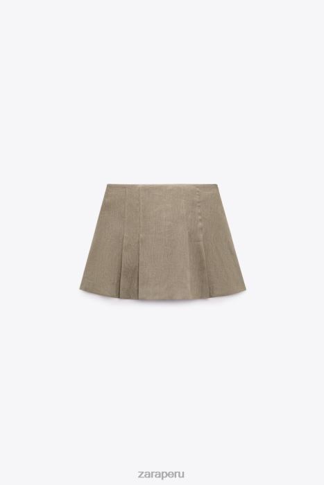 Zara mujer falda pantalón de lino con pliegues BDP8J688 ropa beige