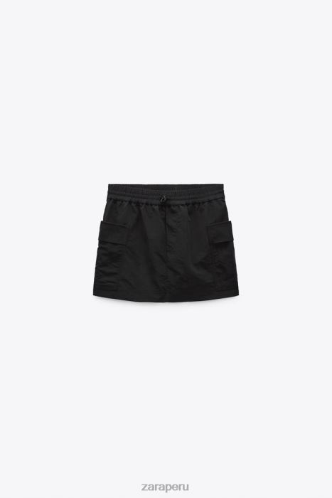 Zara mujer falda pantalón de nailon BDP8J557 ropa negro