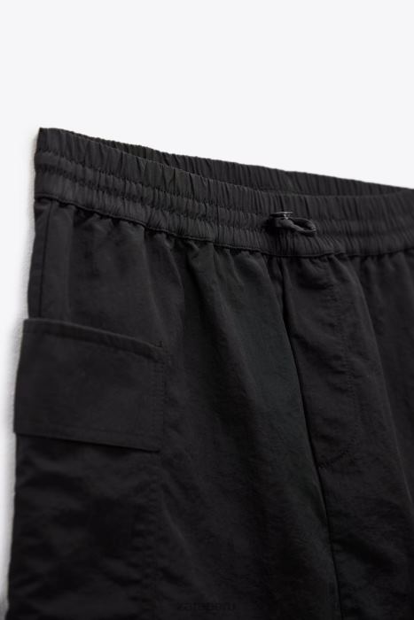 Zara mujer falda pantalón de nailon BDP8J557 ropa negro