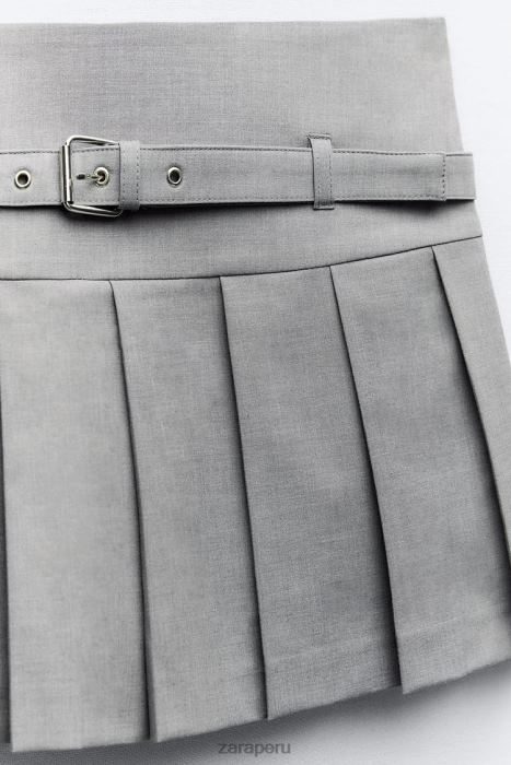 Zara mujer falda pantalón plisada BDP8J530 ropa marga gris