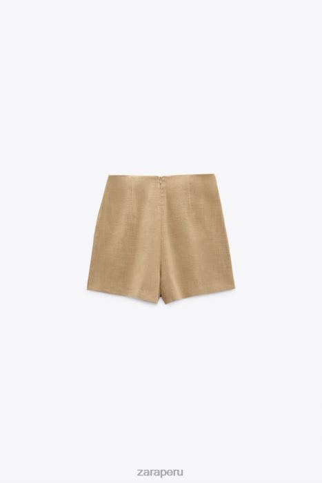 Zara mujer falda-pantalón rústica cruzada BDP8J569 ropa marrón topo