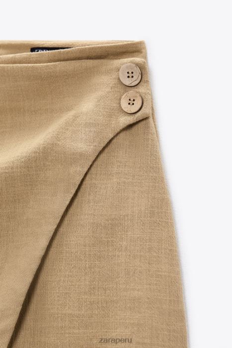 Zara mujer falda-pantalón rústica cruzada BDP8J569 ropa marrón topo