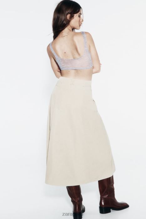 Zara mujer falda tipo capa con cremallera BDP8J643 ropa beige claro