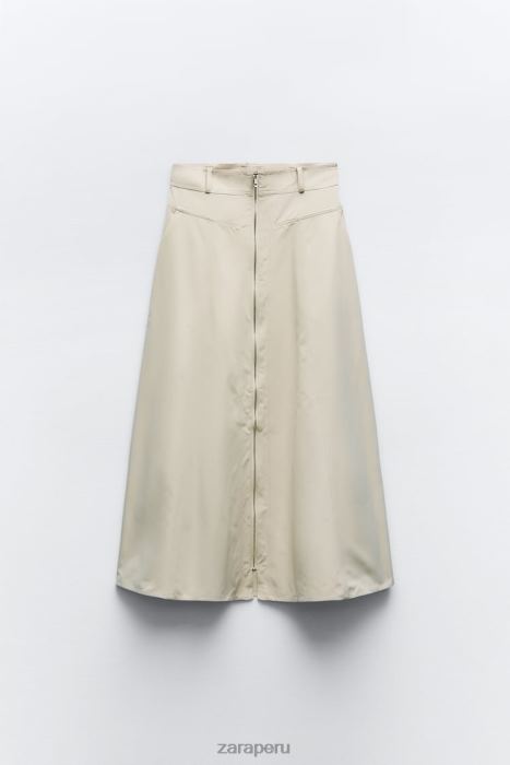 Zara mujer falda tipo capa con cremallera BDP8J643 ropa beige claro