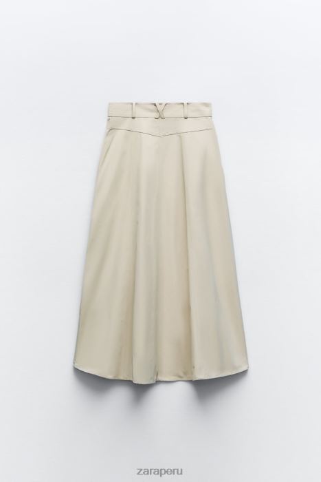Zara mujer falda tipo capa con cremallera BDP8J643 ropa beige claro
