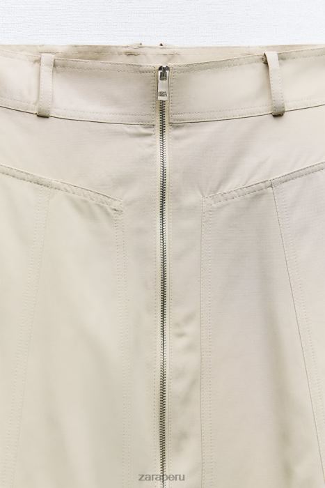 Zara mujer falda tipo capa con cremallera BDP8J643 ropa beige claro