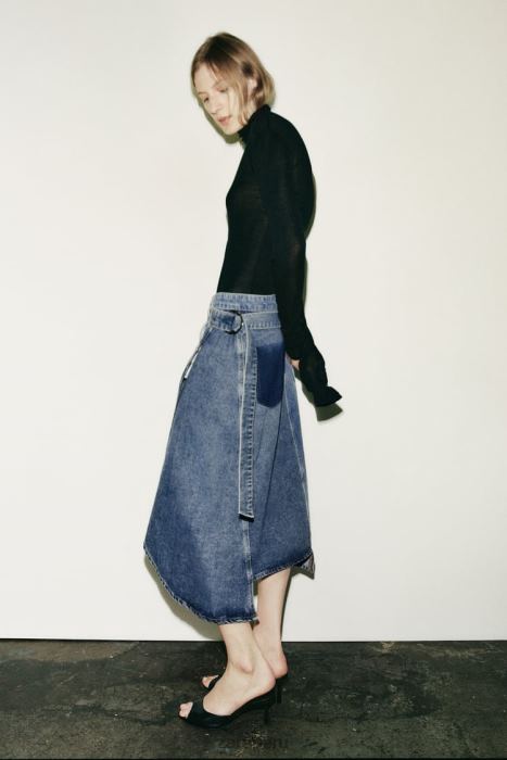 Zara mujer falda vaquera asimétrica zw BDP8J727 ropa azul