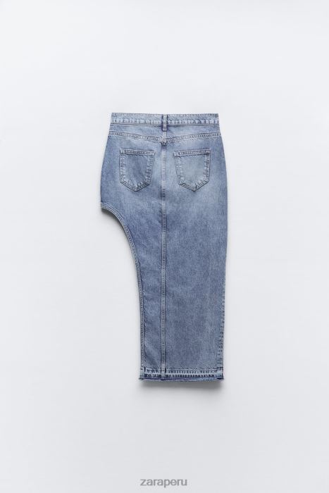 Zara mujer falda vaquera con aberturas BDP8J702 ropa azul medio