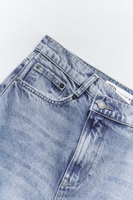 Zara mujer falda vaquera con aberturas BDP8J702 ropa azul medio