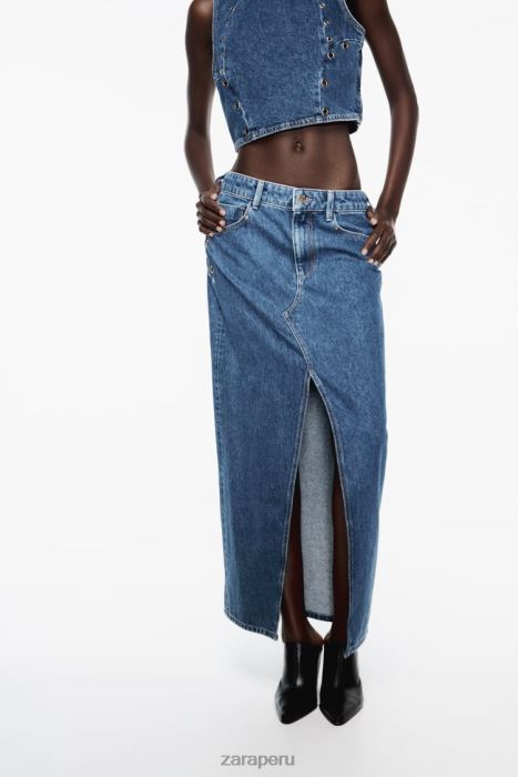 Zara mujer falda vaquera con anilla z1975 BDP8J668 ropa azul medio
