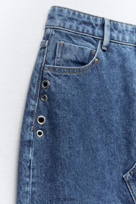 Zara mujer falda vaquera con anilla z1975 BDP8J668 ropa azul medio