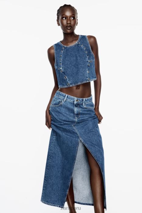 Zara mujer falda vaquera con anilla z1975 BDP8J668 ropa azul medio