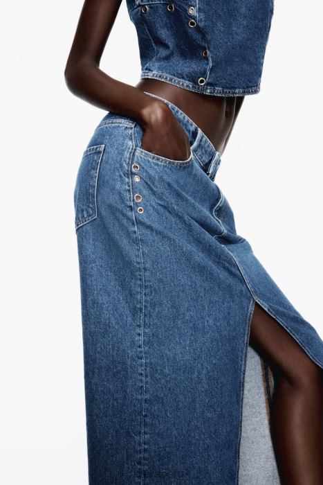 Zara mujer falda vaquera con anilla z1975 BDP8J668 ropa azul medio