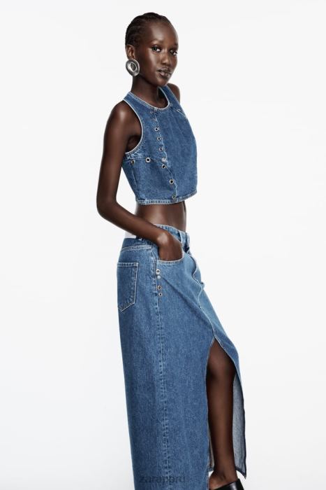 Zara mujer falda vaquera con anilla z1975 BDP8J668 ropa azul medio