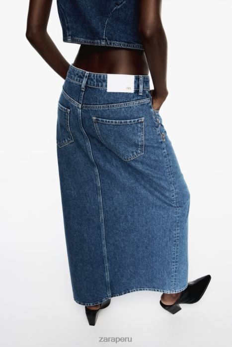 Zara mujer falda vaquera con anilla z1975 BDP8J668 ropa azul medio
