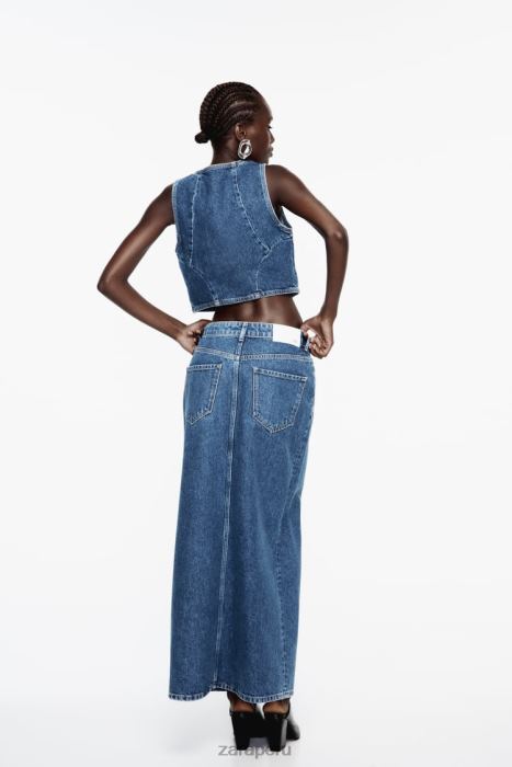 Zara mujer falda vaquera con anilla z1975 BDP8J668 ropa azul medio