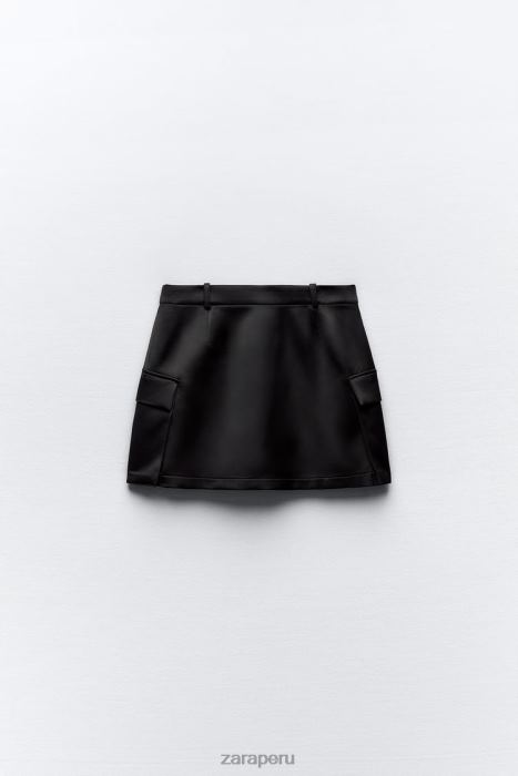 Zara mujer minifalda cargo con efecto satinado BDP8J633 ropa negro