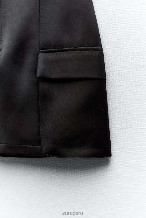 Zara mujer minifalda cargo con efecto satinado BDP8J633 ropa negro