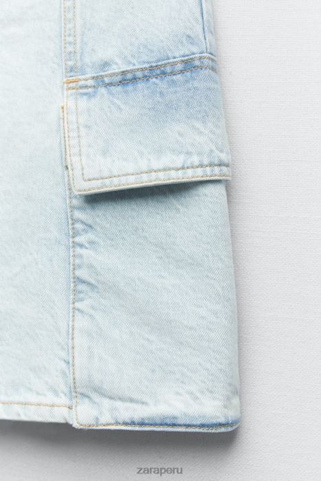 Zara mujer minifalda cargo de mezclilla z1975 BDP8J721 ropa azul claro