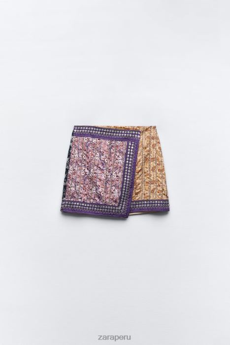 Zara mujer minifalda con espejos bordados BDP8J642 ropa multicolor