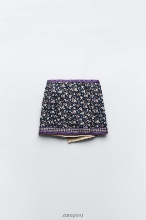 Zara mujer minifalda con espejos bordados BDP8J642 ropa multicolor