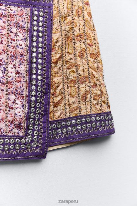 Zara mujer minifalda con espejos bordados BDP8J642 ropa multicolor