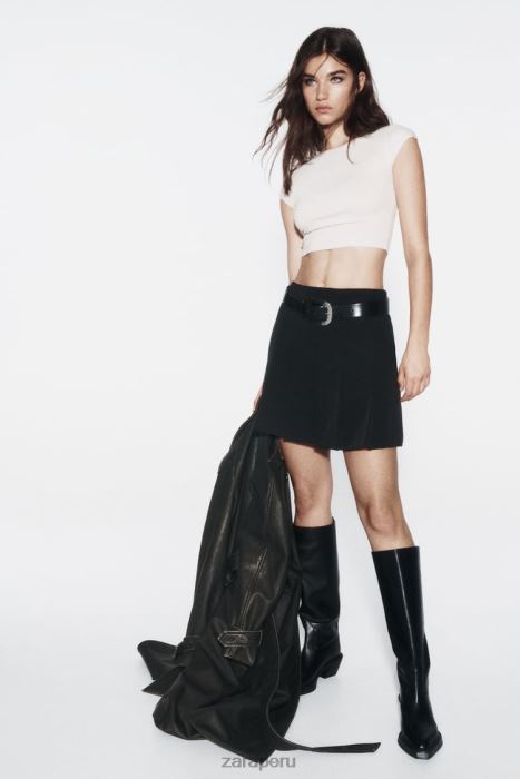 Zara mujer minifalda con pliegues BDP8J659 ropa negro