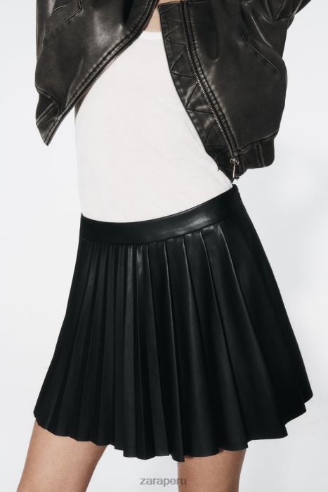 Zara mujer minifalda de cuero sintético BDP8J639 ropa negro