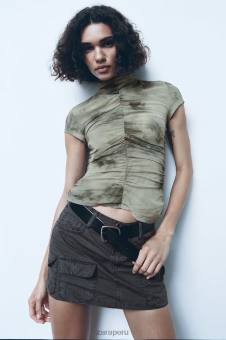 Zara mujer minifalda tipo cargo BDP8J646 ropa gris