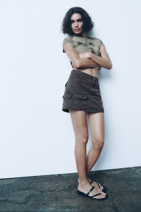 Zara mujer minifalda tipo cargo BDP8J646 ropa gris