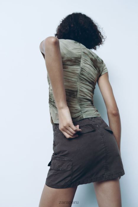 Zara mujer minifalda tipo cargo BDP8J646 ropa gris