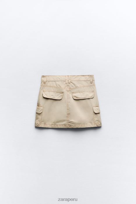 Zara mujer minifalda tipo cargo BDP8J680 ropa camello claro