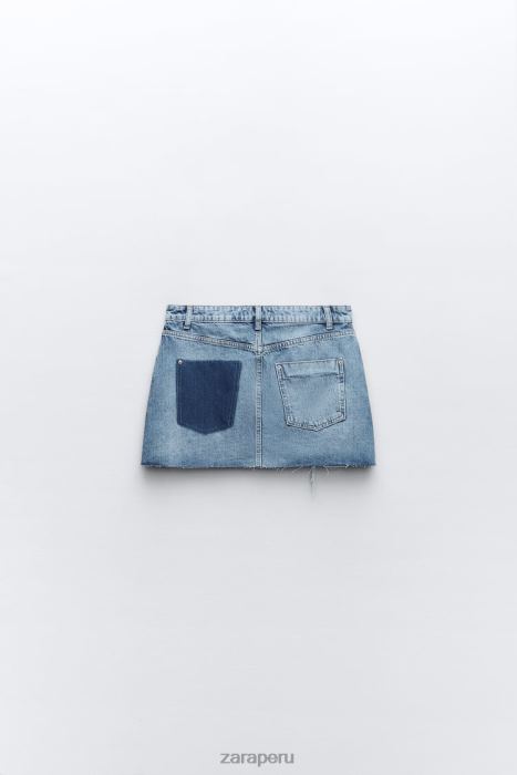 Zara mujer minifalda vaquera z1975 con rotos BDP8J636 ropa azul medio
