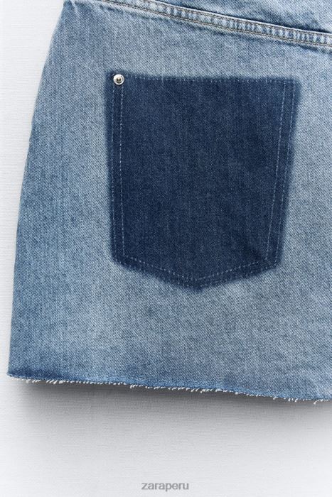 Zara mujer minifalda vaquera z1975 con rotos BDP8J636 ropa azul medio